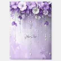 Purple Flowers with Dangling Pearls Magnet
