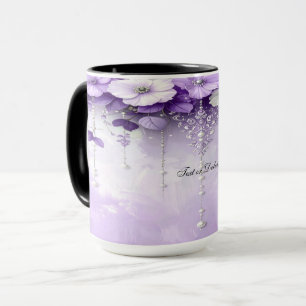 Purple Flowers with Dangling Pearls Mug