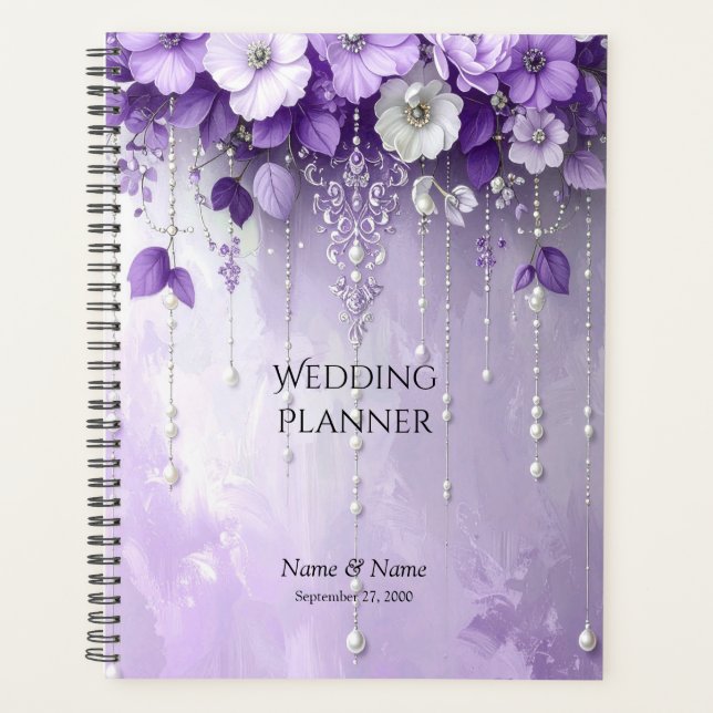 Purple Flowers with Dangling Pearls Planner (Devant)