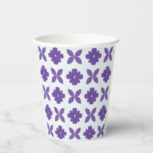 Purple Flowers with Light Background Paper Cups