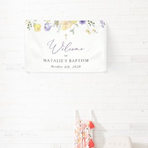 Purple Flowers, Yellow Flowers, Baptism Welcome Banner