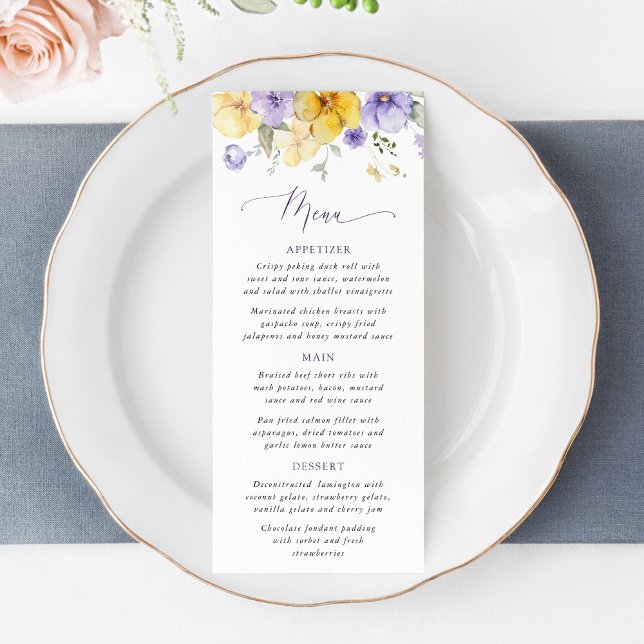 Purple Flowers, Yellow Flowers, Bridal Shower Menu (Créateur téléchargé)