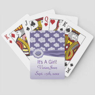Purple Fluffy Clouds Baby Shower Playing Cards