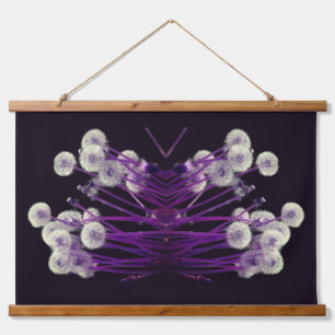 Purple Fluffy Dandelion Flowers Abstract  Hanging Tapestry