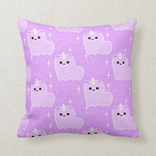 Purple Fluffy Unicorn Sparkles Throw Pillow