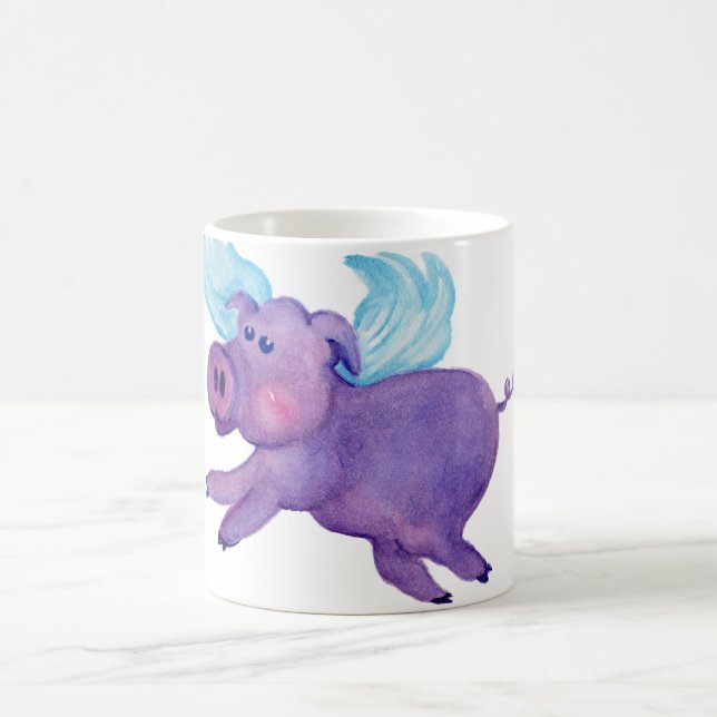 Purple Flying Pig Coffee Mug (Center)