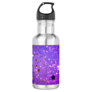 Purple foil background with Stars 532 Ml Water Bottle
