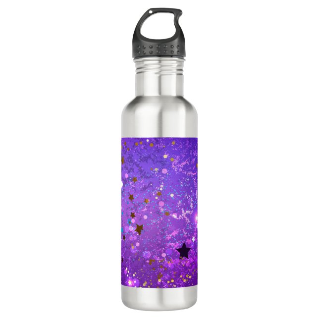 Purple foil background with Stars 710 Ml Water Bottle (Front)