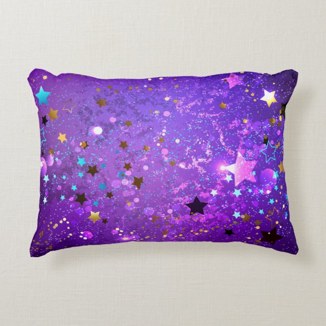 Purple foil background with Stars Accent Pillow (Front)