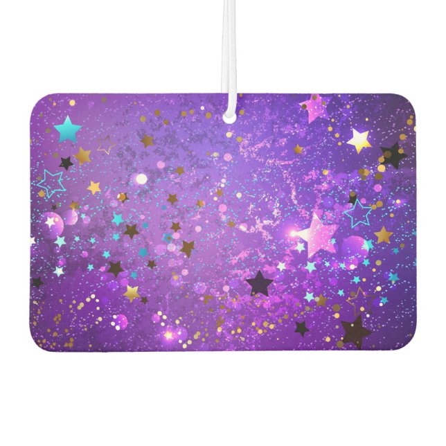 Purple foil background with Stars Air Freshener (Front)