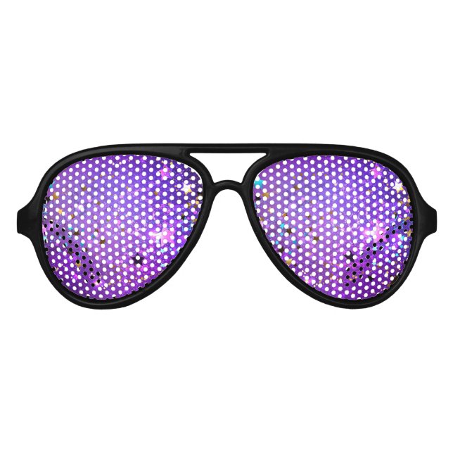 Purple foil background with Stars Aviator Sunglasses (Front)