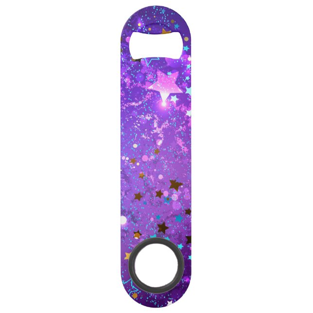 Purple foil background with Stars Bar Key (Front)