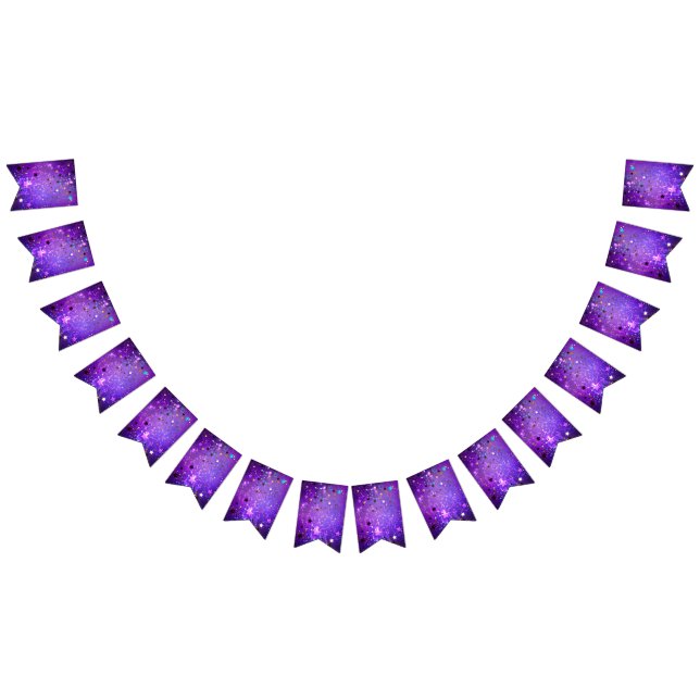 Purple foil background with Stars Bunting Flags (All)