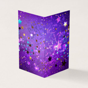 Purple foil background with Stars Business Card