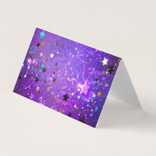 Purple foil background with Stars Business Card