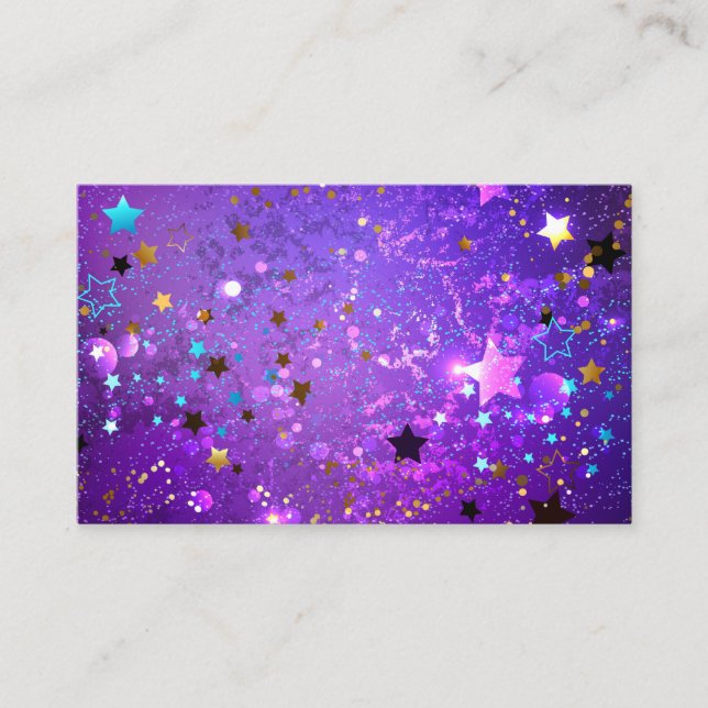 Purple foil background with Stars Business Card (Front)