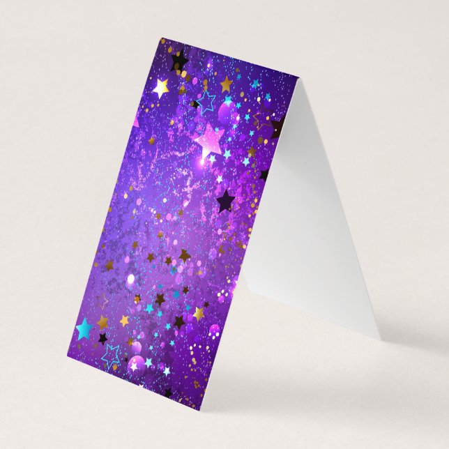 Purple foil background with Stars Business Card (Back)