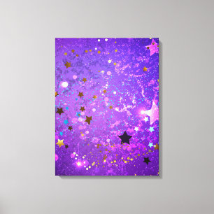 Purple foil background with Stars Canvas Print