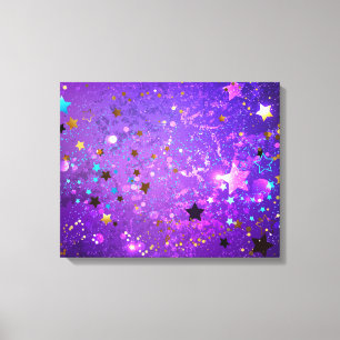 Purple foil background with Stars Canvas Print
