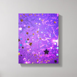 Purple foil background with Stars Canvas Print