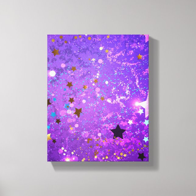 Purple foil background with Stars Canvas Print (Front)