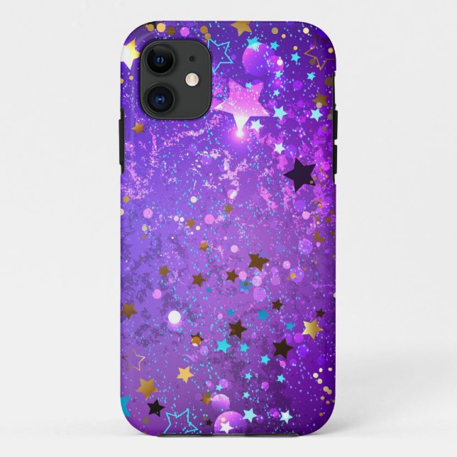 Purple foil background with Stars Case-Mate iPhone Case (Back)