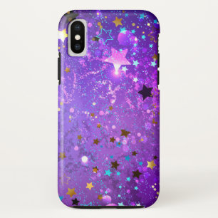 Purple foil background with Stars iPhone XS Case