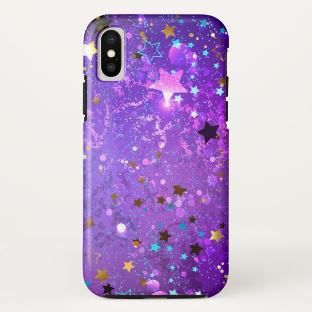 Purple foil background with Stars Case-Mate iPhone Case (Back)
