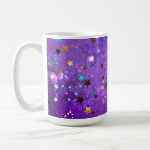 Purple foil background with Stars Coffee Mug