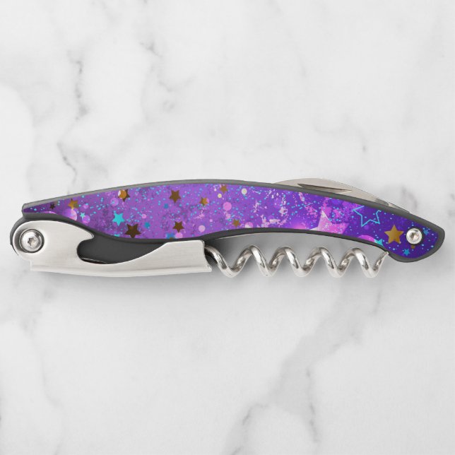 Purple foil background with Stars Corkscrew (Front)
