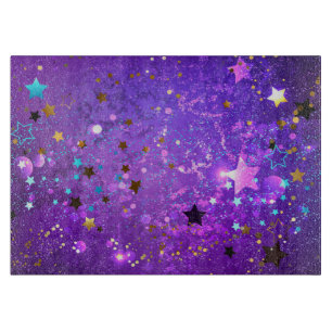Purple foil background with Stars Cutting Board