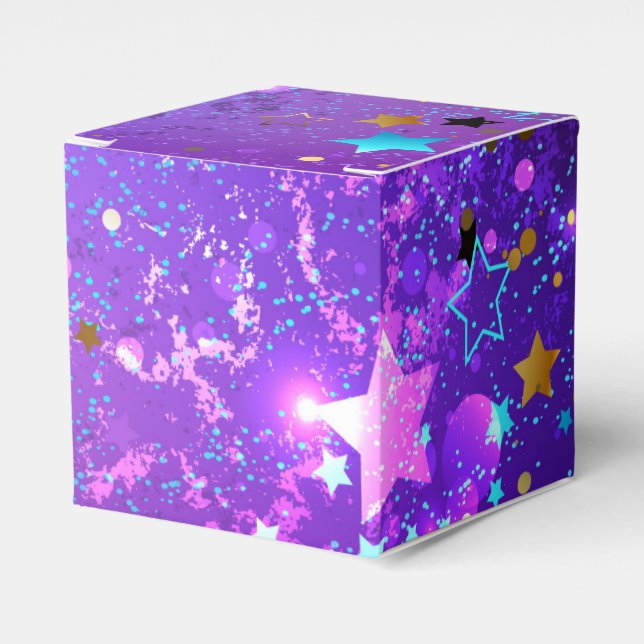Purple foil background with Stars Favor Box (Front Side)