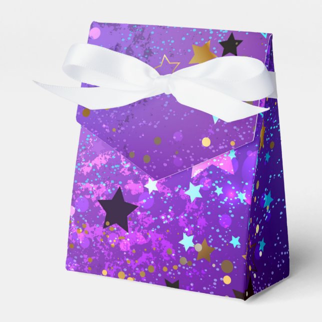 Purple foil background with Stars Favor Box (Front Side)