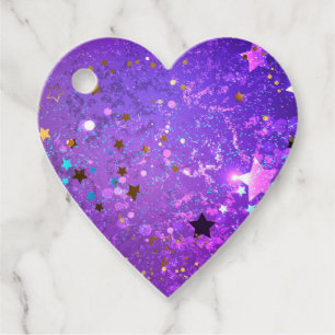Purple foil background with Stars Favour Tags