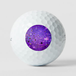 Purple foil background with Stars Golf Balls