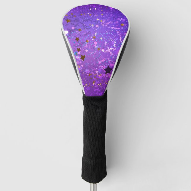 Purple foil background with Stars Golf Head Cover (Front)