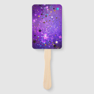 Purple foil background with Stars Hand Fan