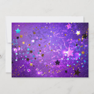 Purple foil background with Stars Holiday Card