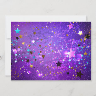Purple foil background with Stars Invitation