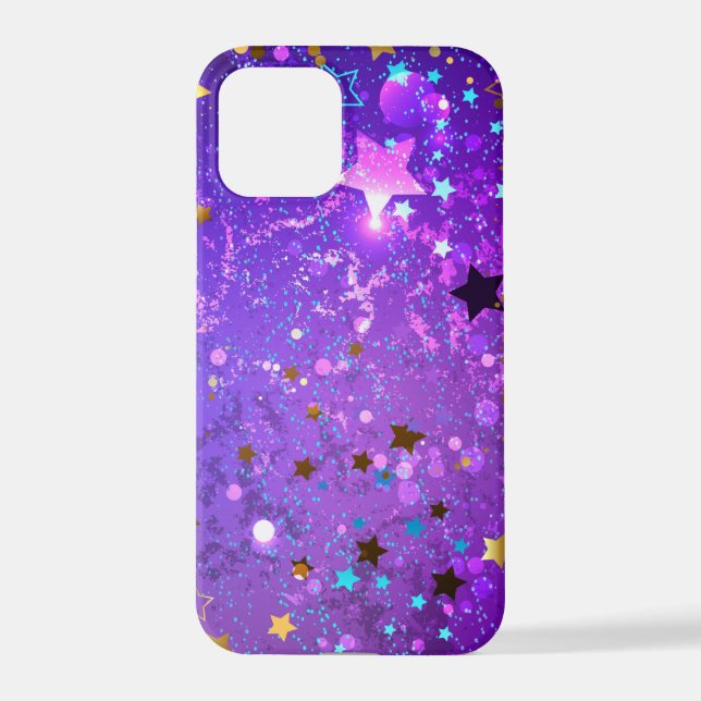 Purple foil background with Stars iPhone Case (Back)