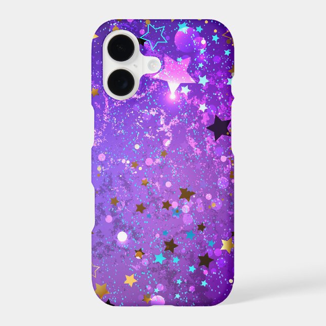 Purple foil background with Stars iPhone Case (Back)
