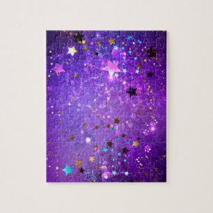 Purple foil background with Stars Jigsaw Puzzle