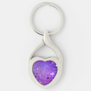 Purple foil background with Stars Keychain