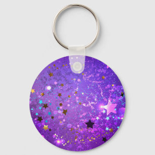Purple foil background with Stars Keychain