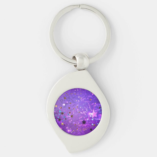Purple foil background with Stars Keychain (Front)