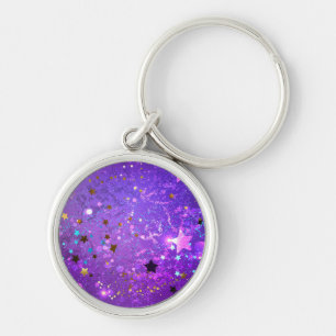 Purple foil background with Stars Keychain