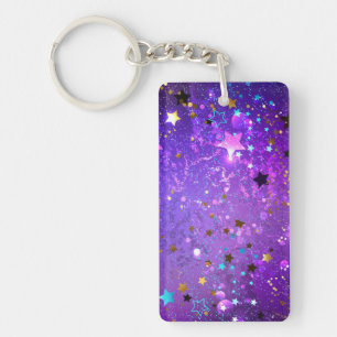 Purple foil background with Stars Keychain