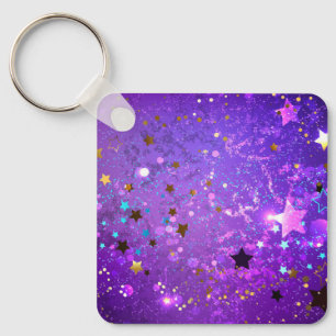 Purple foil background with Stars Keychain