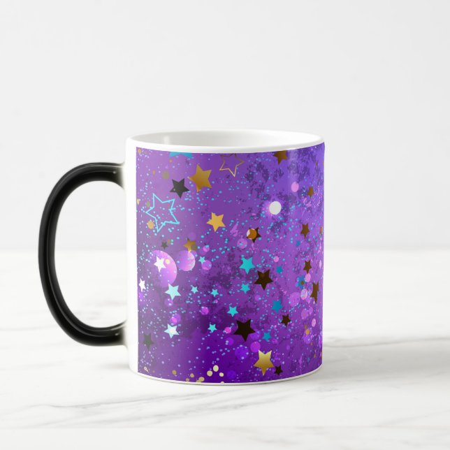 Purple foil background with Stars Magic Mug (Left)