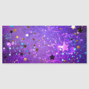 Purple foil background with Stars Magnetic Invitation